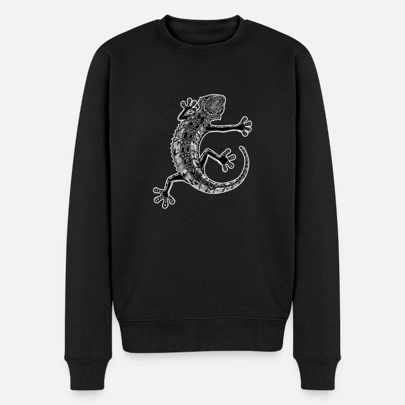 Gecko - Männer Premium Bio Pullover - Schwarz