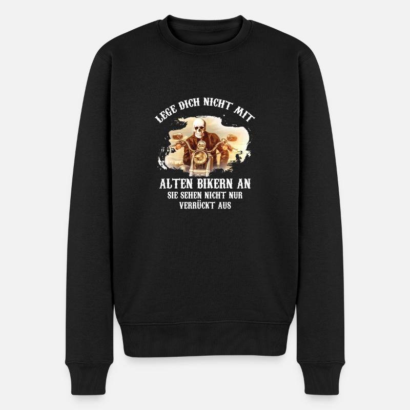 Lege dich nicht mit alten Biker an - Männer Premium Bio Pullover - Schwarz