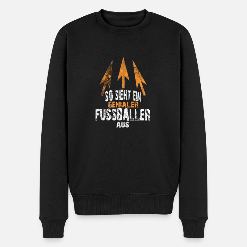 genialer FUSSBALLER - Männer Premium Bio Pullover - Schwarz