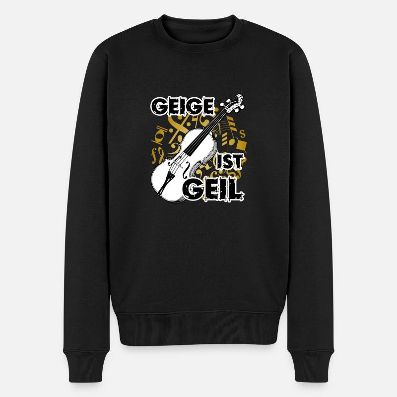 Geige ist geil - Männer Premium Bio Pullover - Schwarz