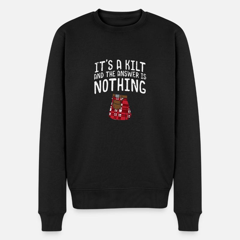 C'est un kilt et la réponse n'est rien pour les écossais - Pull Premium bio Homme - noir
