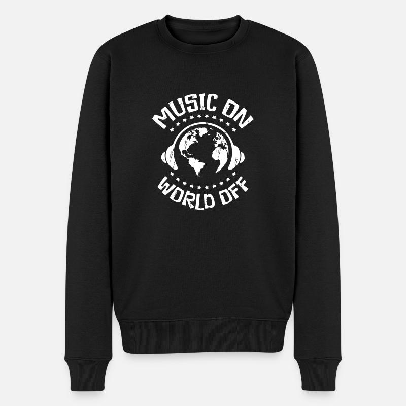 Music on World Off - Pull Premium bio Homme - noir