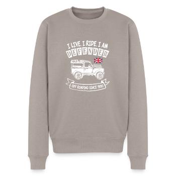 Landy Defender Life - Männer Premium Bio Pullover - Taupe - Vorne - Nico (187cm)