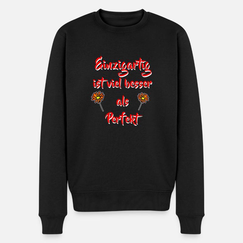 Spruch Einzigartig - Mut Freundschaft - Männer Premium Bio Pullover - Schwarz