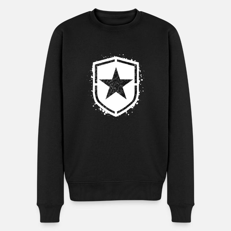 Sternschwammschablone im Inneren des Zifferblatts - Männer Premium Bio Pullover - Schwarz