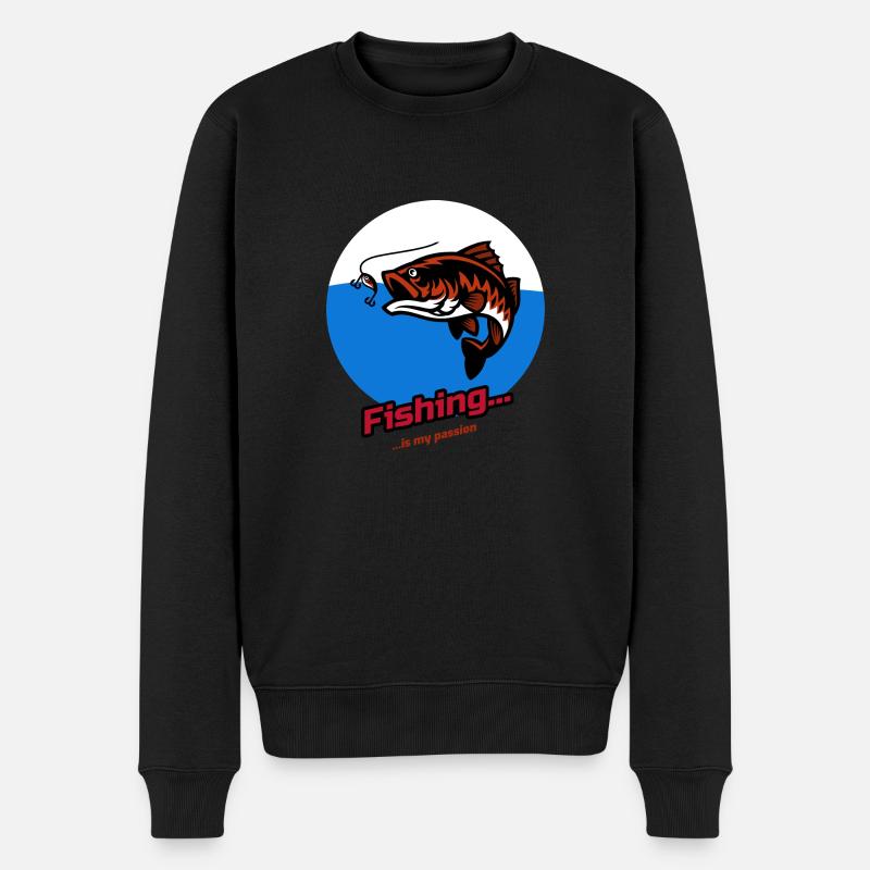 Fishing...is my passion - Männer Premium Bio Pullover - Schwarz