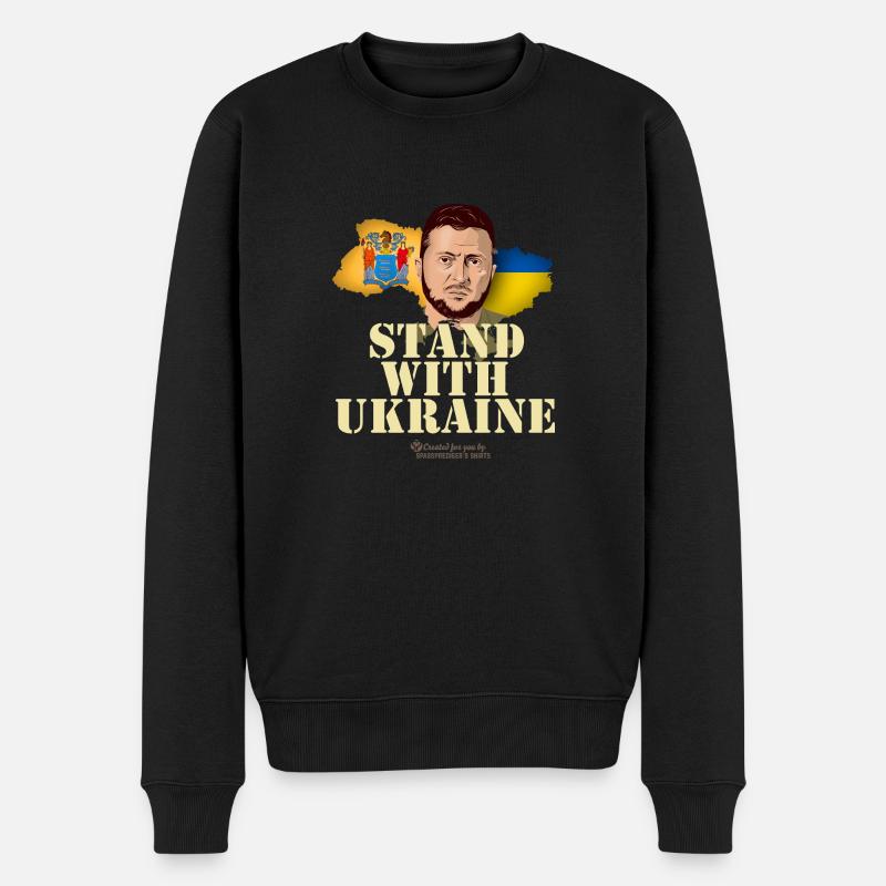 Ukraine New Jersey Drapeaux Zelenskyj - Pull Premium bio Homme - noir