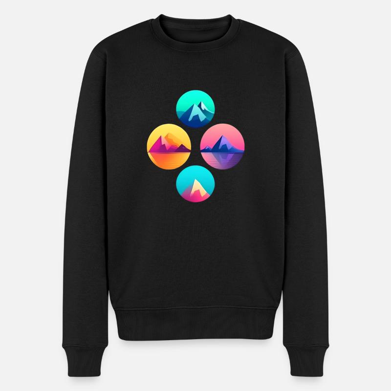 Art géométrique du paysage de montagne - Pull Premium bio Homme - noir