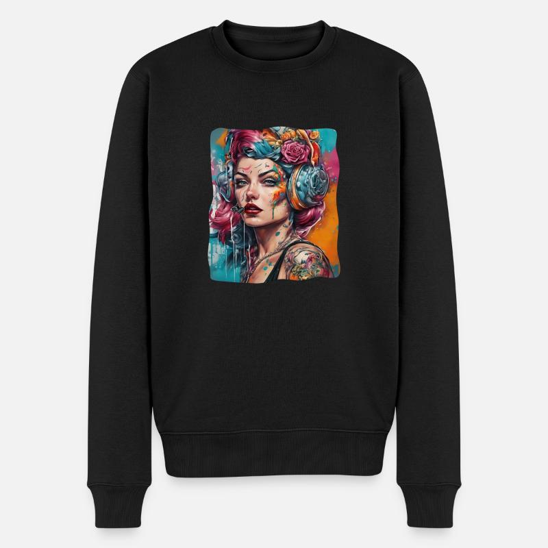 Tattoo Future Girl - Männer Premium Bio Pullover - Schwarz