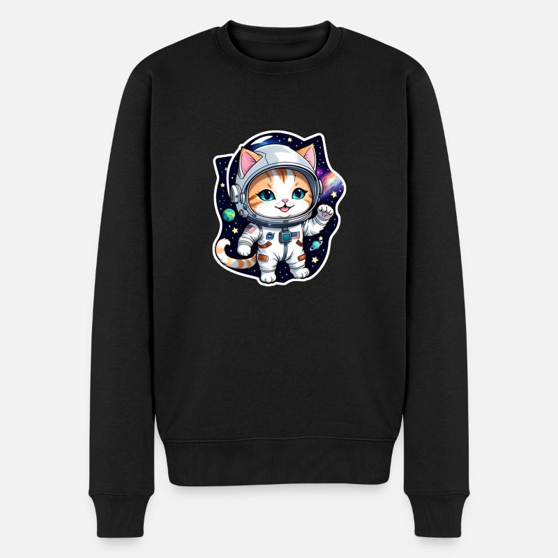 chat astronaute - espace - Pull Premium bio Homme - noir