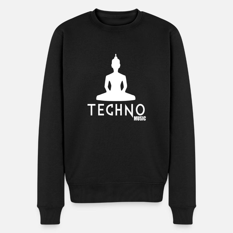 Techno-Musik - Männer Premium Bio Pullover - Schwarz