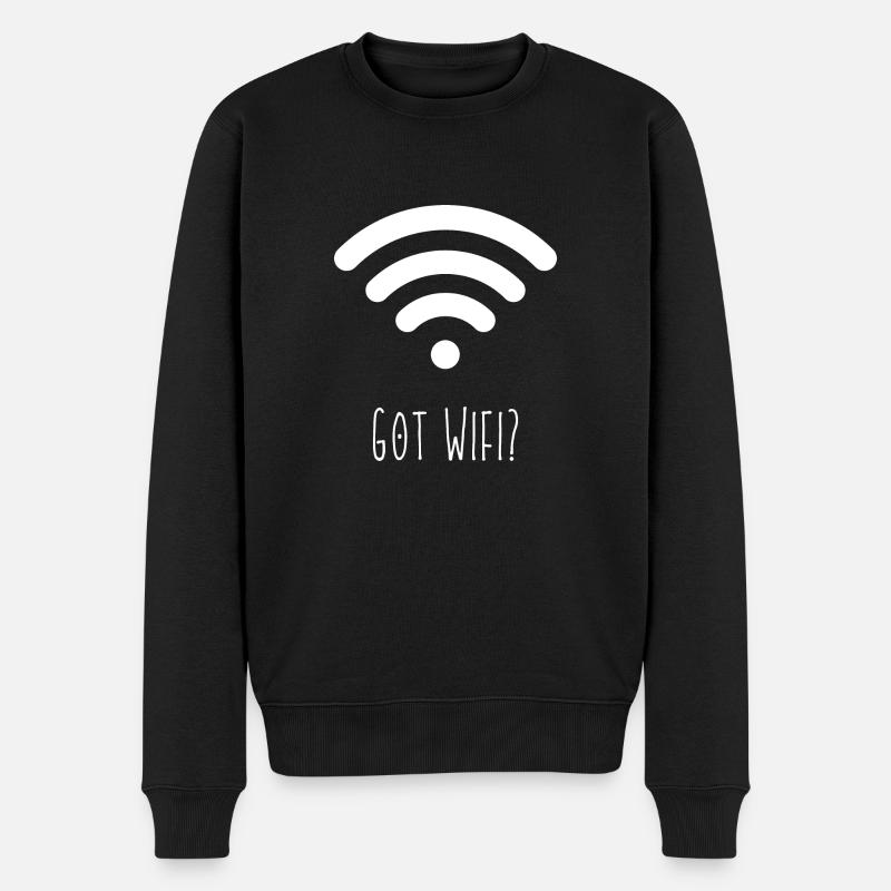 Haben Sie WLAN? - Männer Premium Bio Pullover - Schwarz