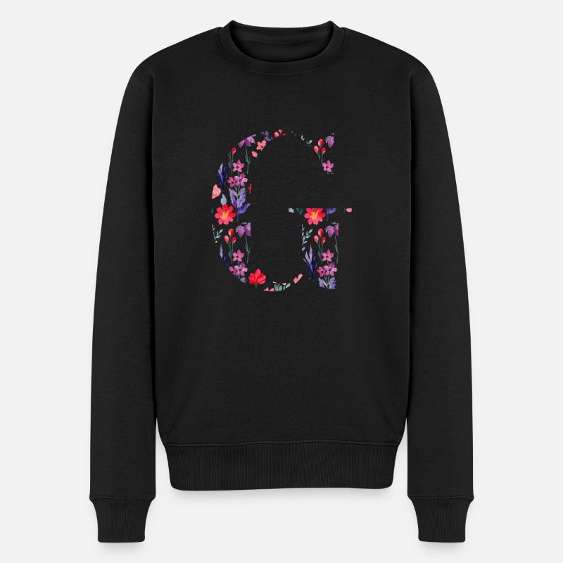 Personalisierter Blumenbuchstabe g - Geschenkidee - Männer Premium Bio Pullover - Schwarz