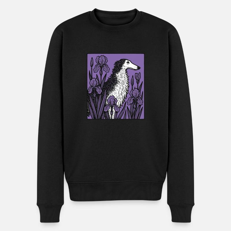 Elegante lila Barsoi skurrile Hundekunst - Männer Premium Bio Pullover - Schwarz