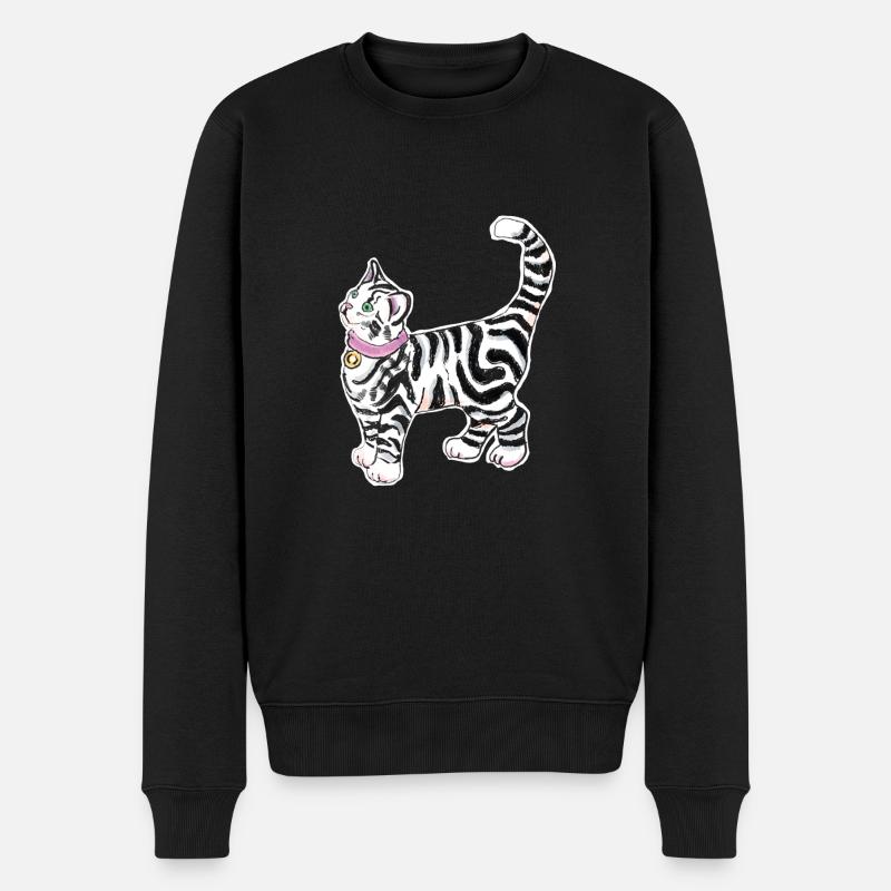 Sticker Katze - Männer Premium Bio Pullover - Schwarz