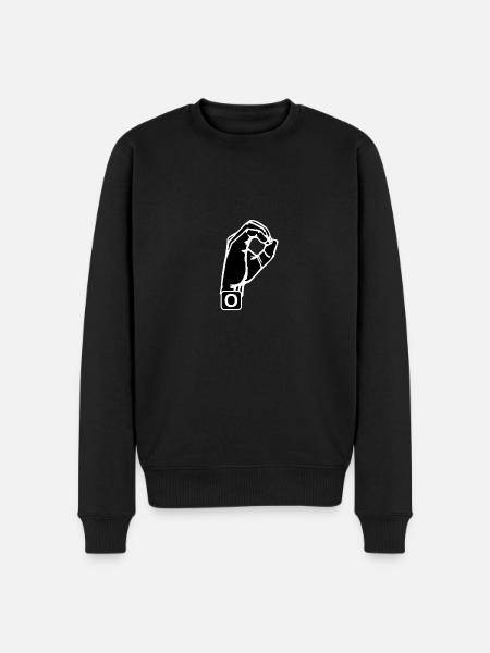 USA Sign Language Letter O - Men's Premium Organic Jumper - black