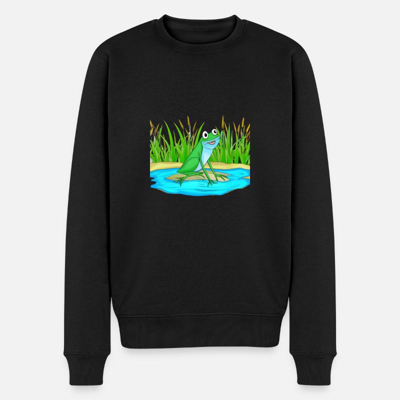 Froschwasserteich - Männer Premium Bio Pullover - Schwarz