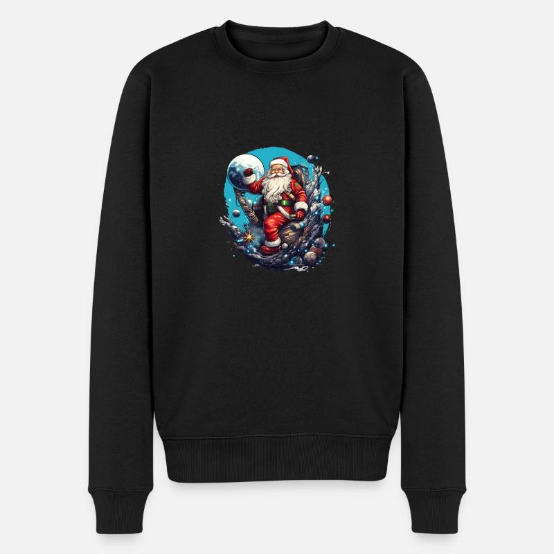 Weihnachtsmann auf Fahrzeug und viele Geschenke - Männer Premium Bio Pullover - Schwarz