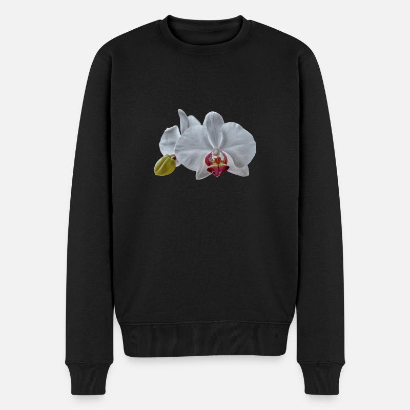 Fleurs d’orchidées blanches - Pull Premium bio Homme - noir