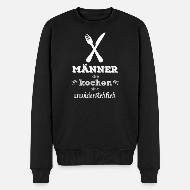 Männer die kochen sind unwiderstehlich - Männer Premium Bio Pullover - Schwarz