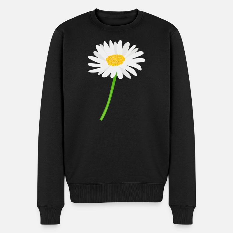 Marguerite fleur avec tige - Pull Premium bio Homme - noir