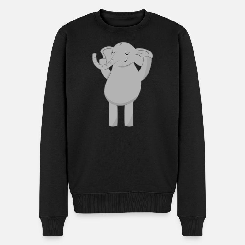 Elefant Elefanten - Männer Premium Bio Pullover - Schwarz