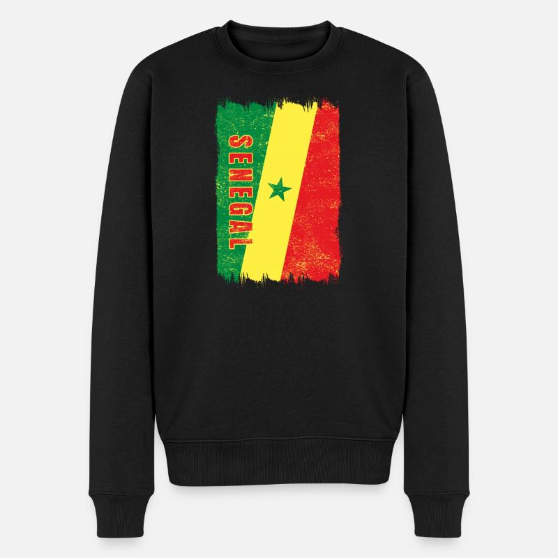 Senegal Flagge - Männer Premium Bio Pullover - Schwarz