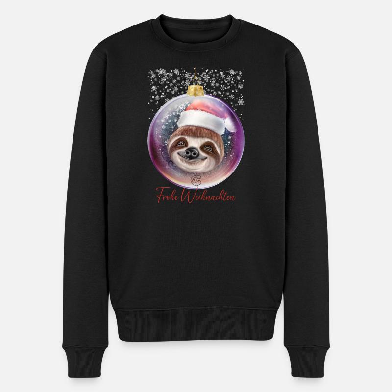 Frohe Weihnachten Weihnachtsoutfit Faultier - Männer Premium Bio Pullover - Schwarz