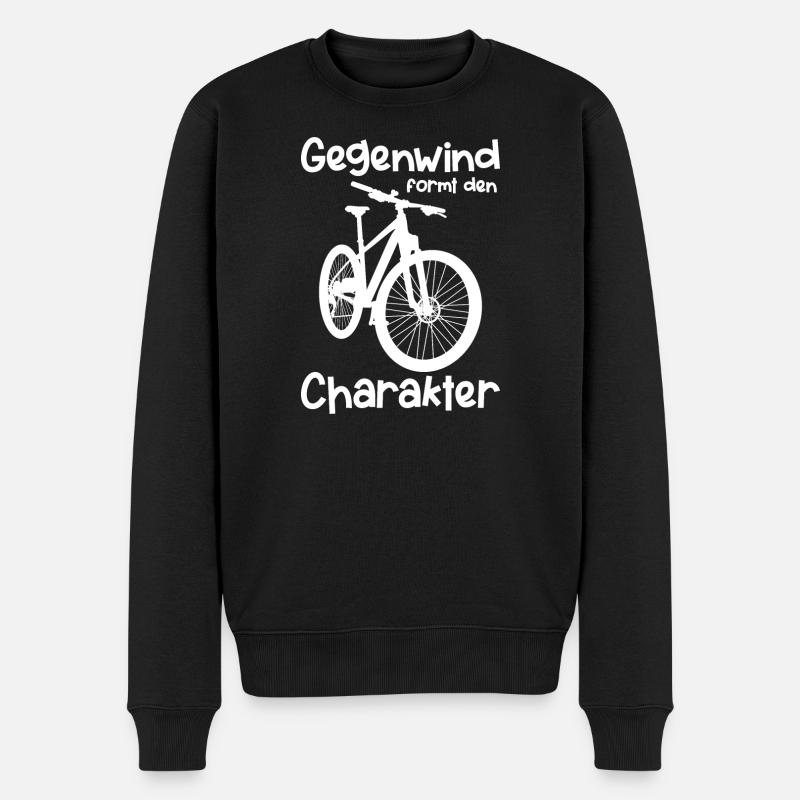 Gegenwind formt Charakter lustiger Fahrradspruch - Männer Premium Bio Pullover - Schwarz