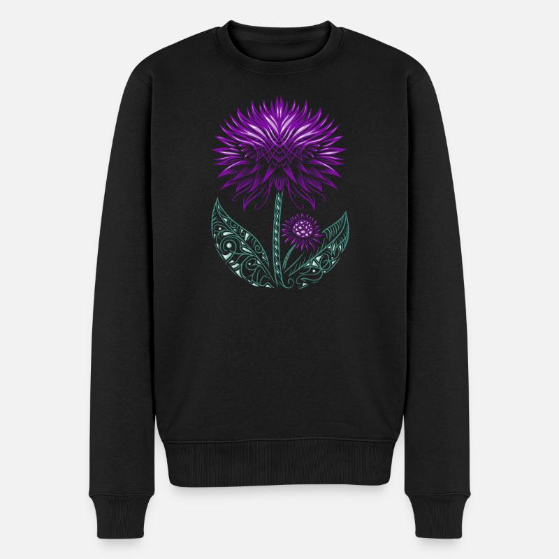 Distel lila Thistle - Männer Premium Bio Pullover - Schwarz