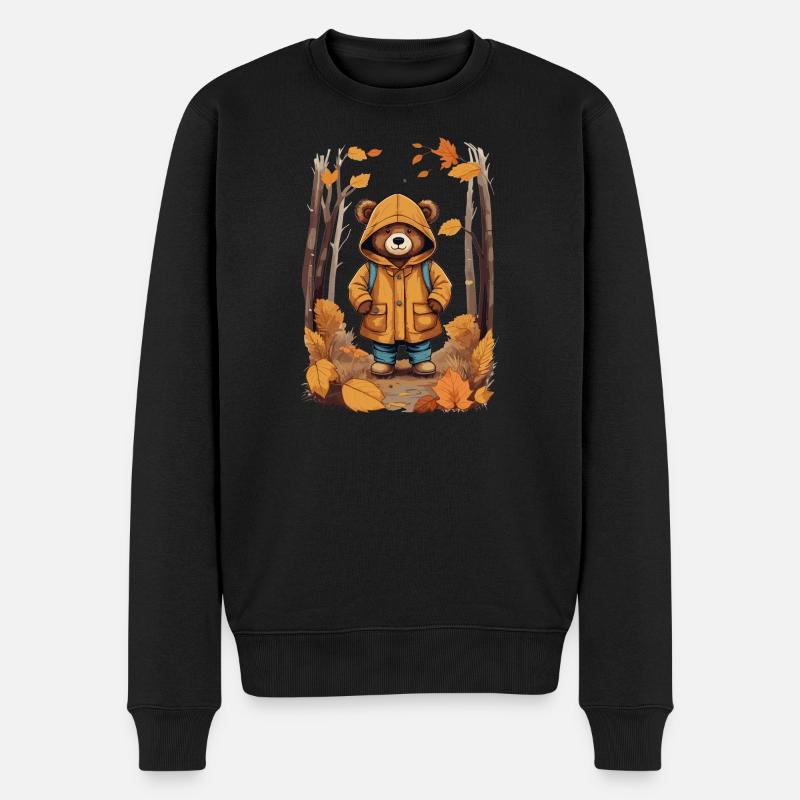 Süßer Bär im Wald - Männer Premium Bio Pullover - Schwarz