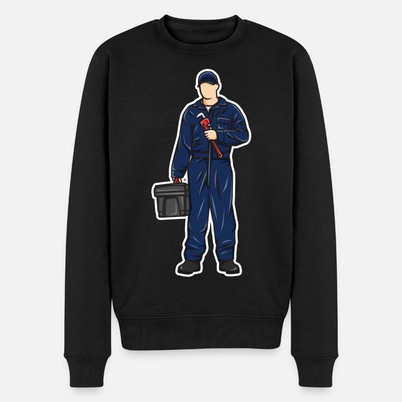 Klempner Junge - Männer Premium Bio Pullover - Schwarz