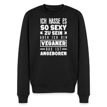 Achtung Ich Bin Veganer Lustiges Veganer Geschenk - Männer Premium Bio Pullover - Schwarz - Vorne - Nico (187cm)