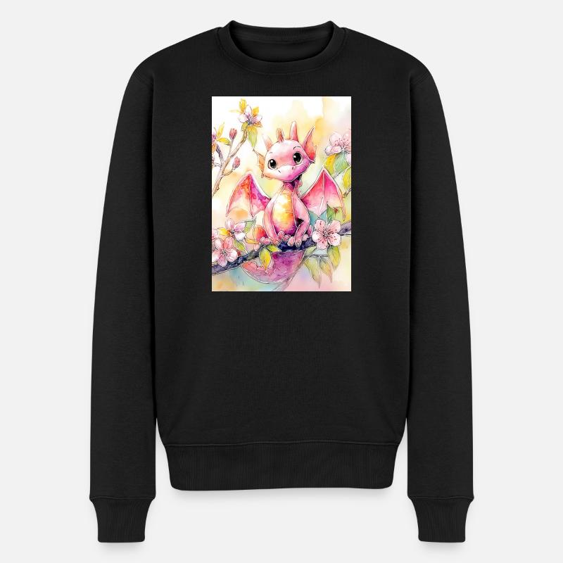 Dragon aquarelle florale - Pull Premium bio Homme - noir