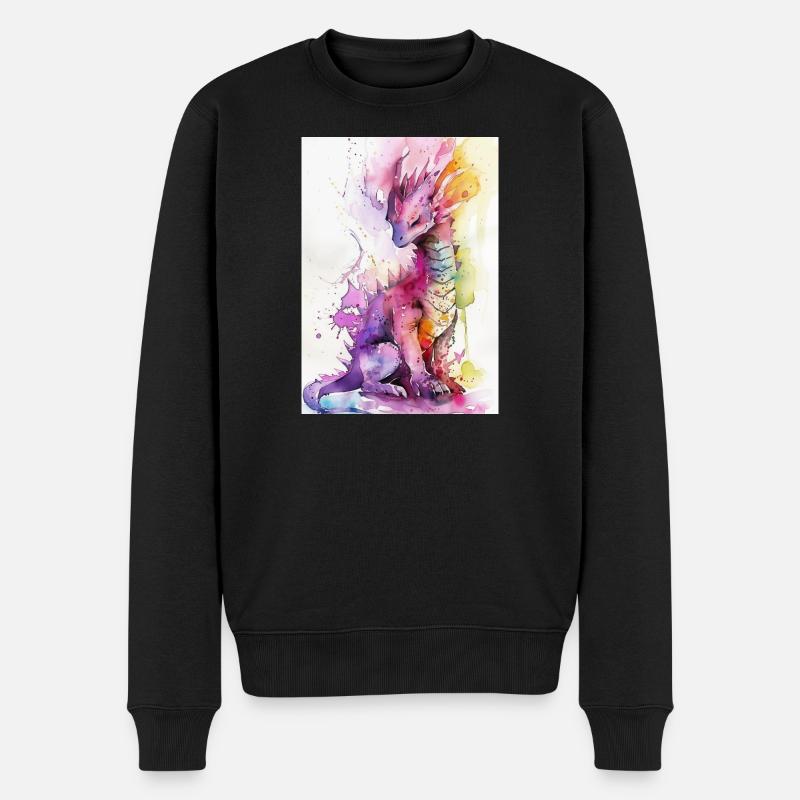 Dragon Aquarelle Arc-en-Ciel - Pull Premium bio Homme - noir
