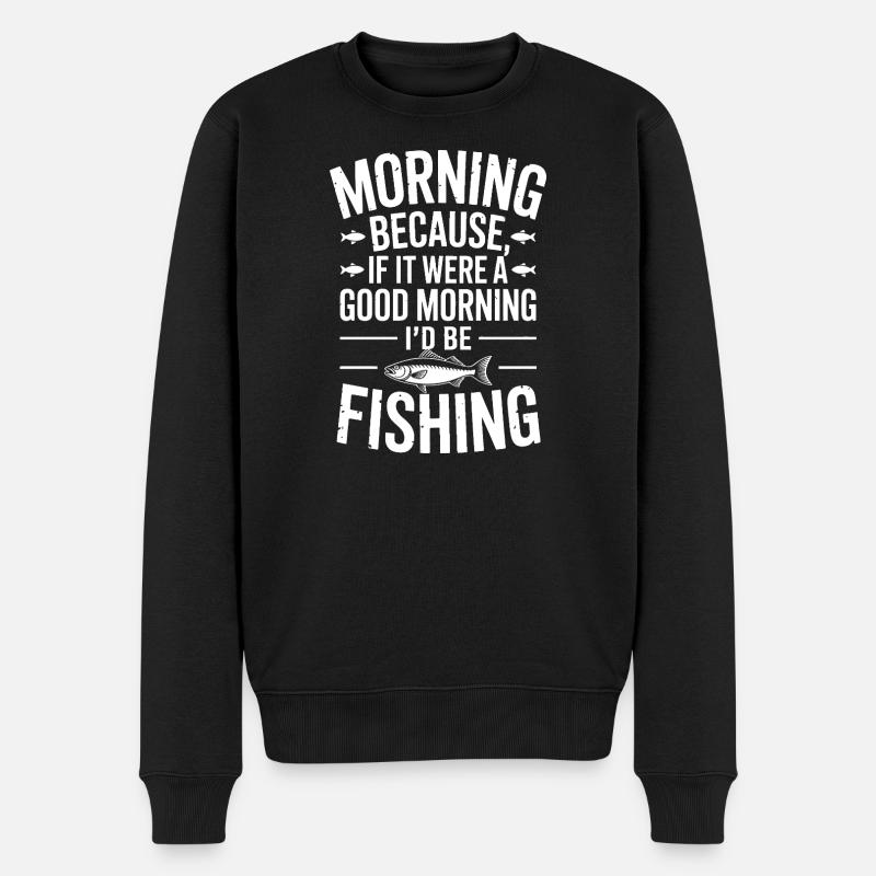 Morgenfisch-Zitat-Abschlag - Männer Premium Bio Pullover - Schwarz