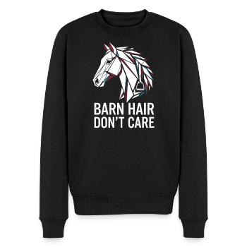 Geometrisches Pferd Barn Hair Don't Care - Männer Premium Bio Pullover - Schwarz - Vorne - Nico (187cm)