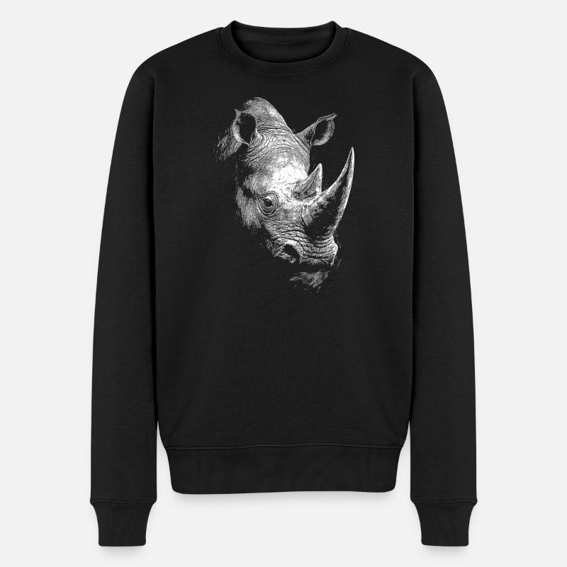 Nashorn - Männer Premium Bio Pullover - Schwarz