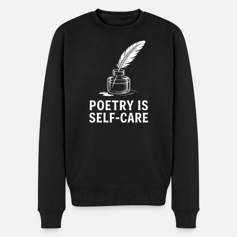 Poesie als Selbstfürsorge - Männer Premium Bio Pullover - Schwarz