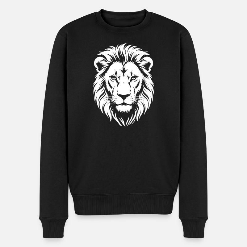 Löwenkopf Kontrastsilhouette - Männer Premium Bio Pullover - Schwarz