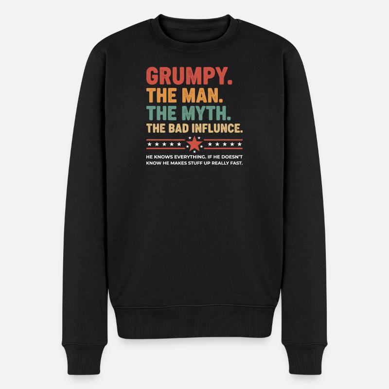 Grumpy – Die Legende & der schlechte Einfluss - Männer Premium Bio Pullover - Schwarz