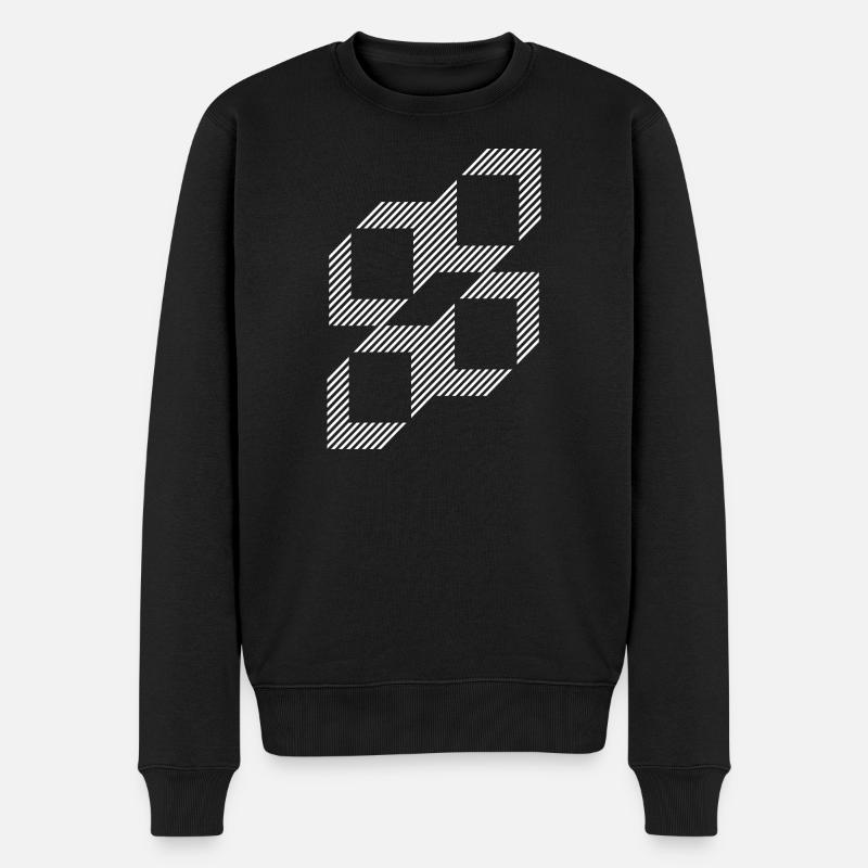 Grille de carrés à bandes géométriques - Pull Premium bio Homme - noir