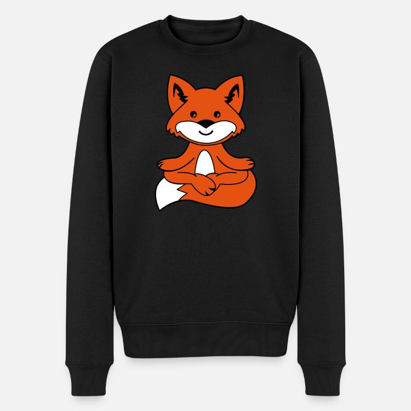 yoga fuchs 02 - Männer Premium Bio Pullover - Schwarz