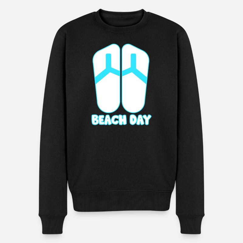 Beach Day weiß/blau - Männer Premium Bio Pullover - Schwarz