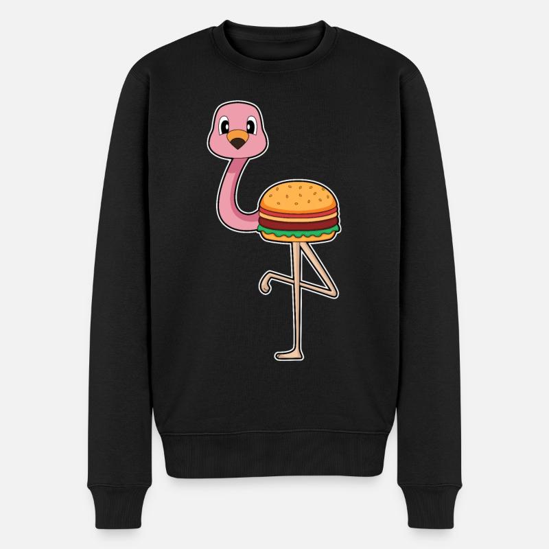 Flamingo Burger - Männer Premium Bio Pullover - Schwarz