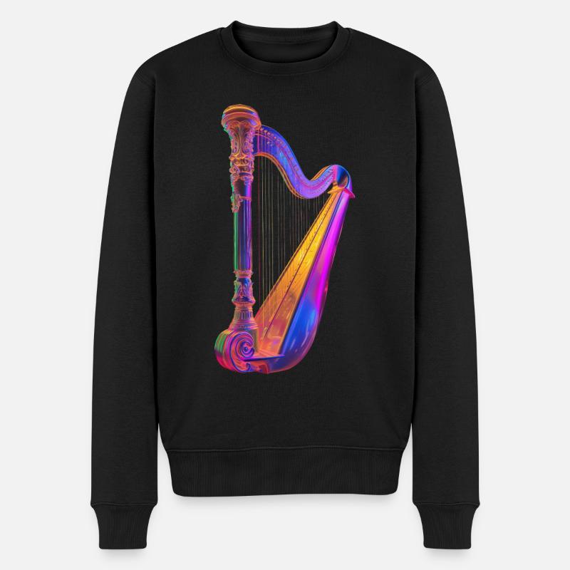 Harfe - Männer Premium Bio Pullover - Schwarz