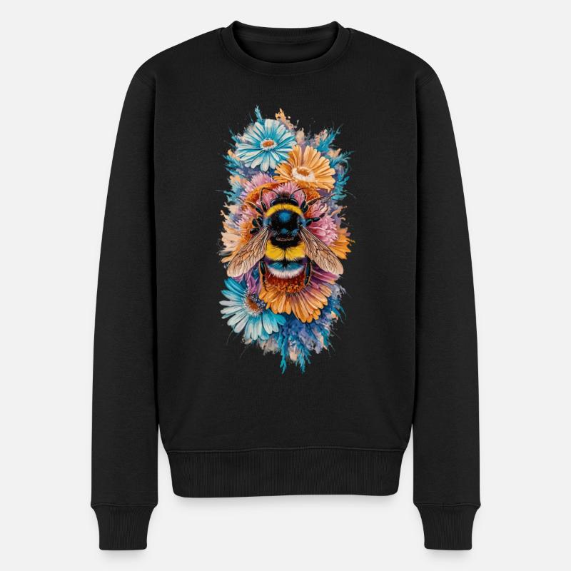 Bienen Blumen Bestäuben - Männer Premium Bio Pullover - Schwarz