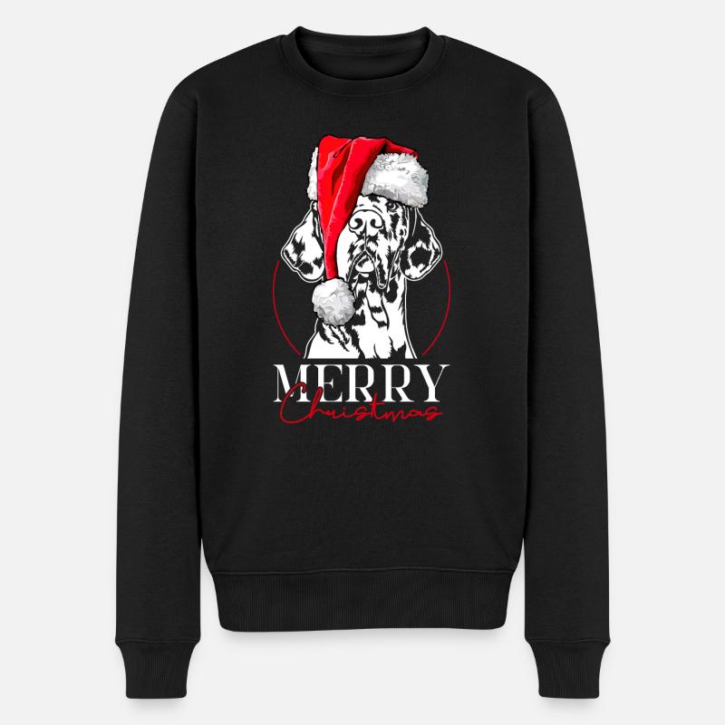 Santa Deutsche Dogge Merry Christmas Wilsigns - Männer Premium Bio Pullover - Schwarz