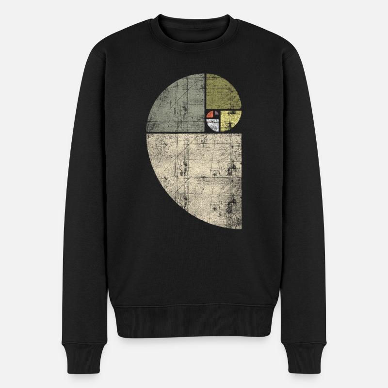 Distressed Fibonacci Spirale - Männer Premium Bio Pullover - Schwarz