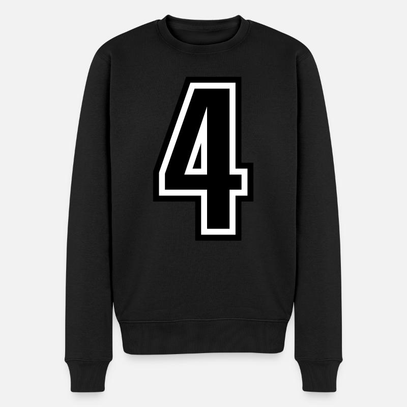 4 - Numéro 4 - Numéro de maillot bicolore changement de couleur - Pull Premium bio Homme - noir